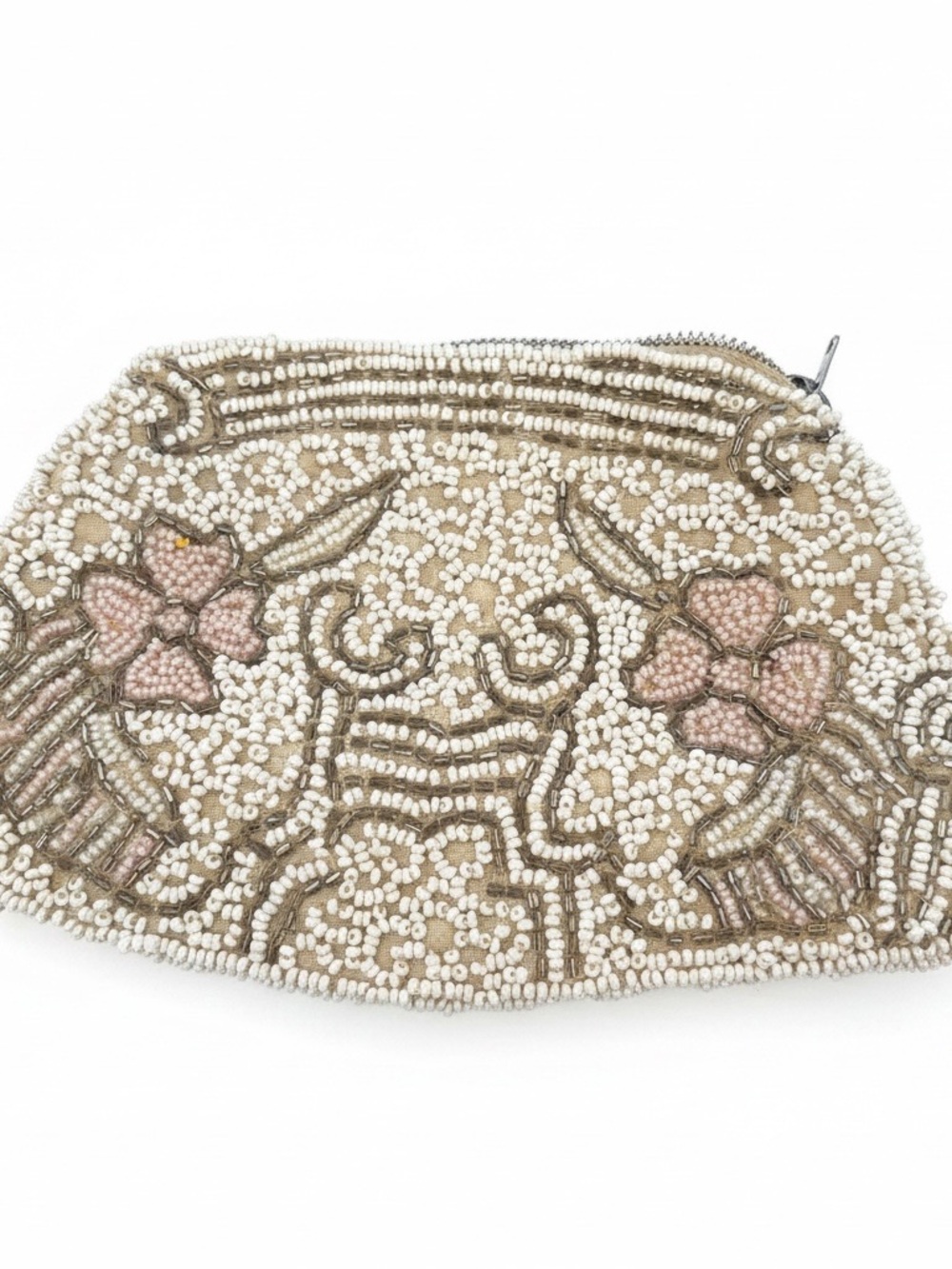 Vintage The Arts Beaded Clutch Purse Made USA Pink Floral